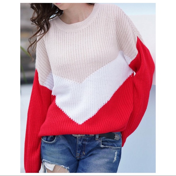 ✨LAST TWO✨REVEAL YOUR LOVE SWEATER-RED/PINK/WHITE - Picture 3 of 5